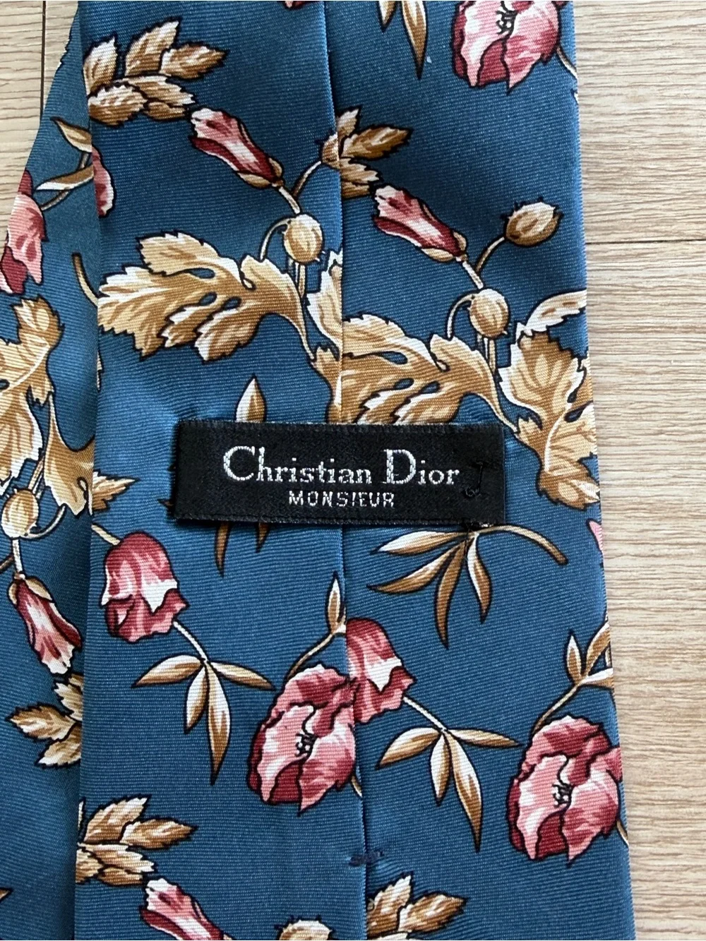 Christian Dior Monsieur Tie Mens 100% Silk Baroque Blue Floral Print Made in USA